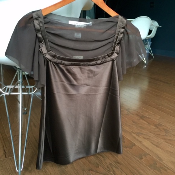 NWT Max Studio Mixed Media Top / Satin Sexy Sheer - Picture 4 of 6